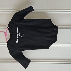 Faded Glory "This is my little black dress" Long Sleeve Cotton Bodysuit 3-6M